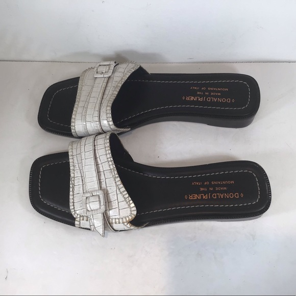 DONALD J PLINER MADE IN ITALY LEATHER CROC EMBOSSED SANDALS SZ 9 - Picture 7 of 14